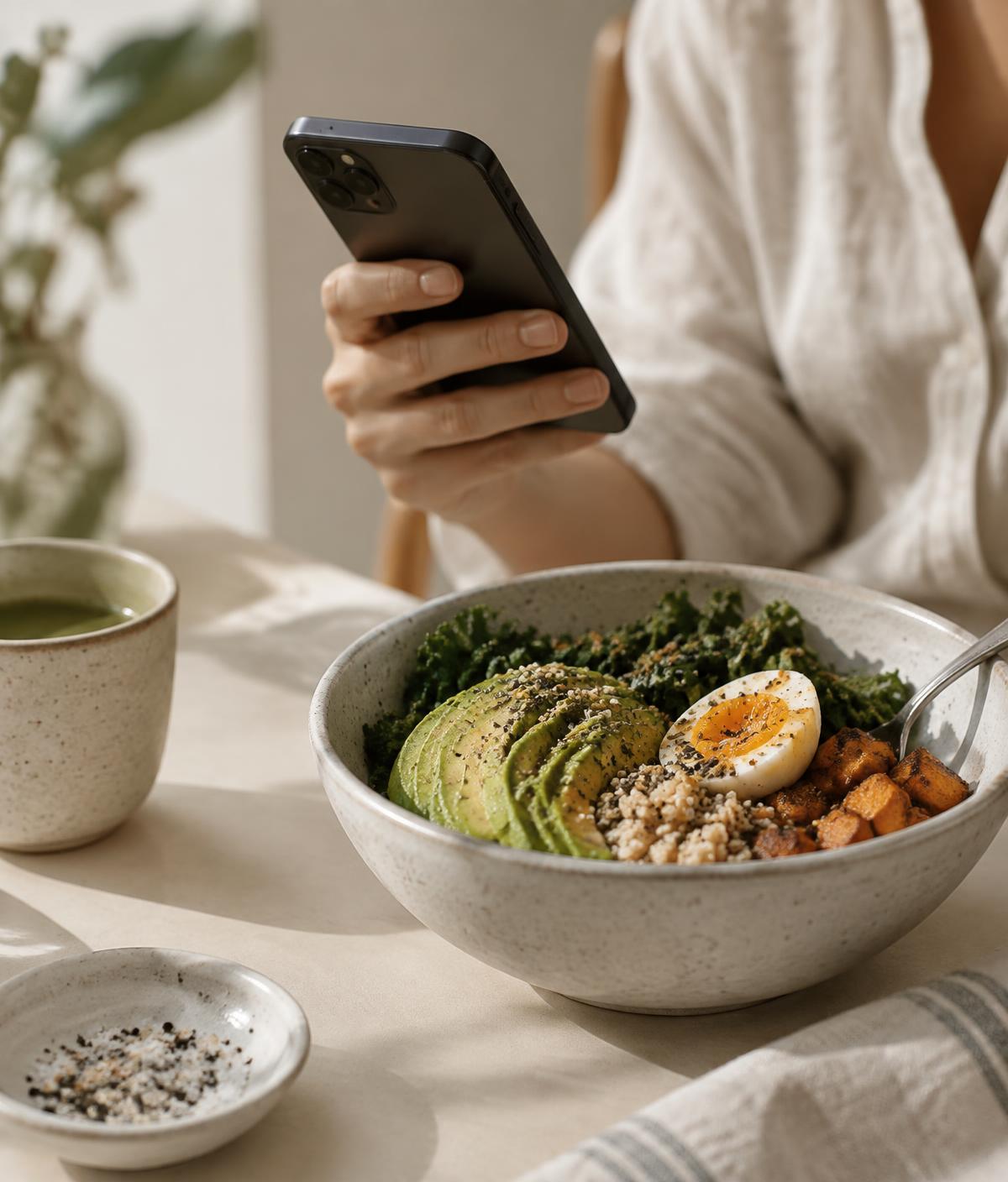 Logging a meal by photo at the table